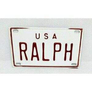 U.S.A Ralph Personalized White Red Collectible Mini License Bicycle Bike Plate